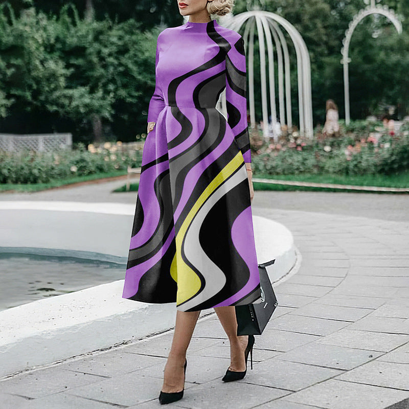 Women's Fashion Long Sleeve Slim Dress