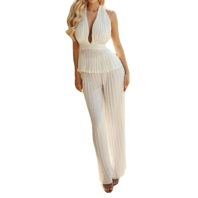 Fashion Women's Suit Elegant Top Loose Trousers Solid Color Two-piece Set Main Image