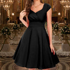 Retro Women's V-neck Half Sleeve Waist Dress