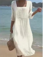 Women's Loose Round Neck Fashion Long Sleeve Printed Dress