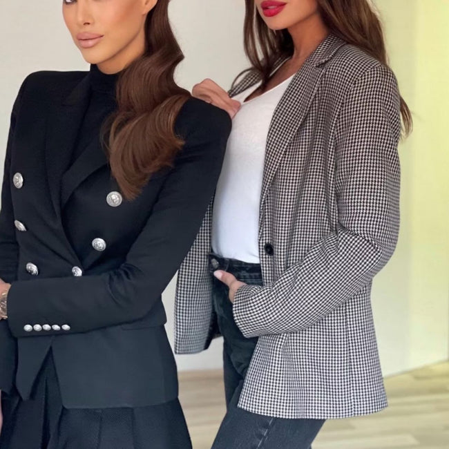 Autumn Women's Double-Breasted Slim-Fit Blazer Hover Image