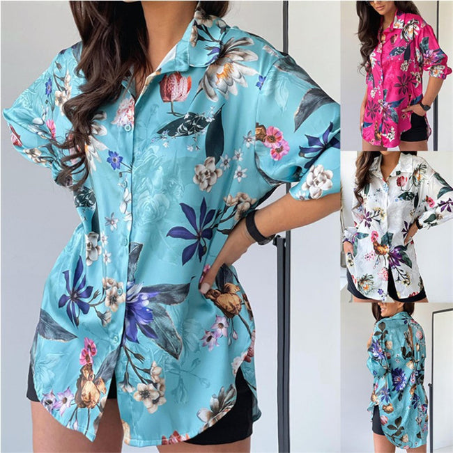 Long Sleeve Lapel Ladies Shirt Women Hover Image