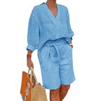 New Cotton And Linen Women's Clothing Fashion Casual Set Loose Two-piece Suit
