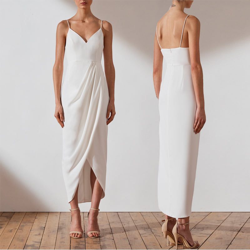 Simple Wedding DressSimple And Atmospheric Slim Fitting Long Off Shoulder Dress