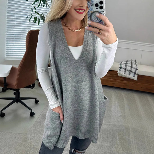 Casual Loose Knitted Sweater Vest For Women Hover Image