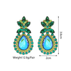 Sparkling Multicolor Paved Rhinestone Teardrop Stud Earrings Women Luxury Elegant Party Prom Formal Jewelry Accessories