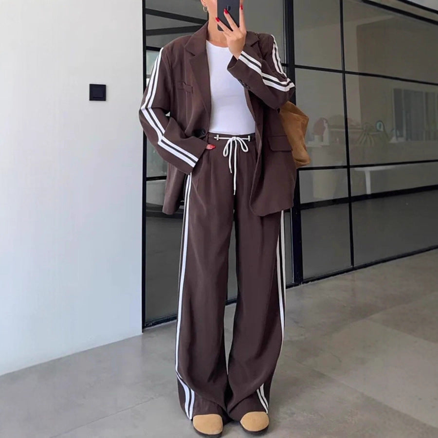 Womens Two-piece Suit Long-sleeve Jacket And Trousers Set