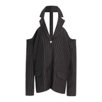 Fashion Shoulder-baring Back Rhinestone Blazer