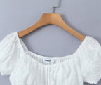 Off-neck Lace Short Small Top High Waist Drawstring Patchwork Long Dress