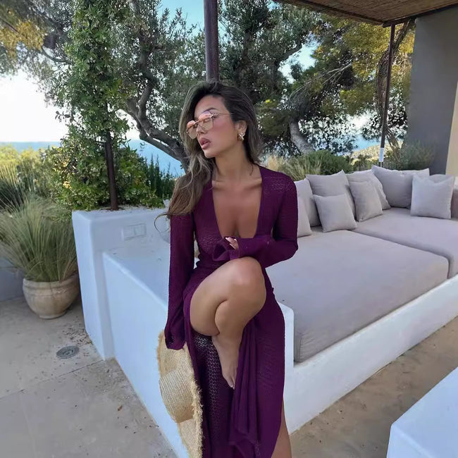 European And American Style Cutout Split Dress Women Hover Image