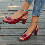 Fish Mouth Chunky Heel Sandals For Women