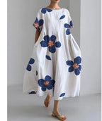 Loose Round Neck Fashion Advanced Short Sleeve Printing Dress