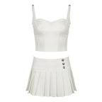 Fashion Y2g Hot Girl Style Solid Color Pleated Skirt Suit Two-piece Set
