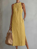 Women's Halter Neck Sleeveless Dress Lace Patchwork Holiday Style Summer Top