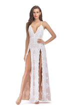 Women's Fashion Suspenders Sequined Split Dress