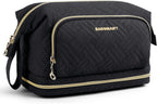 Large Wide-opening Quilted Makeup Bag