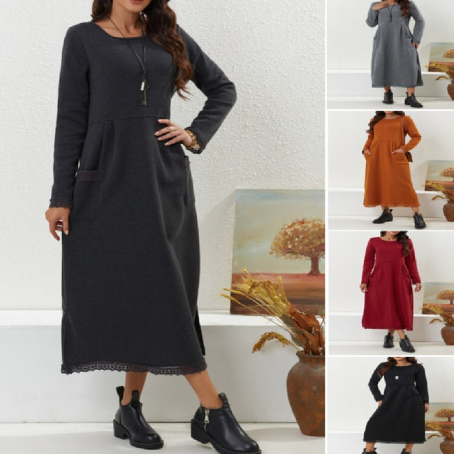 Women's Fashion Loose Fleece-lined Casual Dress Hover Image