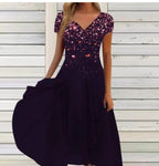 Chiffon Patchwork Floral Ladies Chiffon Dress