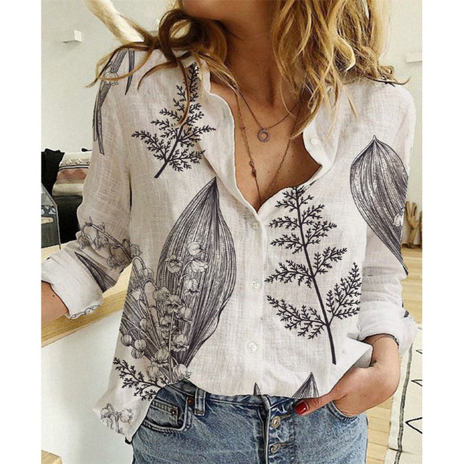 Linen Cotton Washed Single-breasted Long Sleeve Shirt For Women Main Image