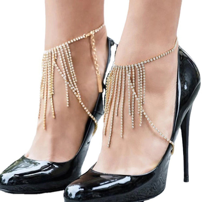 Sparkling Full Diamond Heels Fringe Anklet Main Image