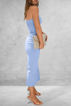Tube Top Tight Sunken Stripe Dress