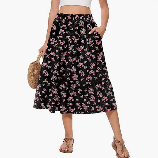 Bestselling Floral-print Vacation Casual Skirt With Real Pockets Main Image