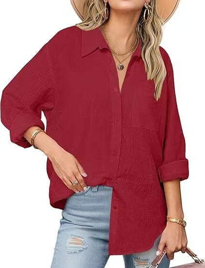Chemise décontractée à manches longues pour femme
