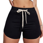 Plus Size A- Line Drawstring Denim Shorts For Women