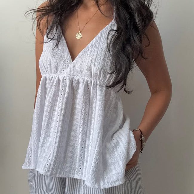 Womens Retro Solid-Color V-Neck Camisole Main Image