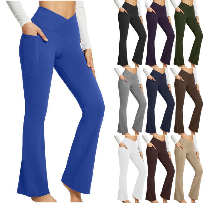 High Waist Slim Fit Wide Leg Yoga Pants Women Hover Image