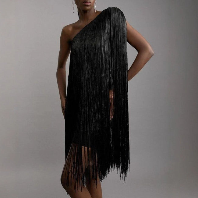 Sleek And Playful Tassel Skirt Party Dress Main Image