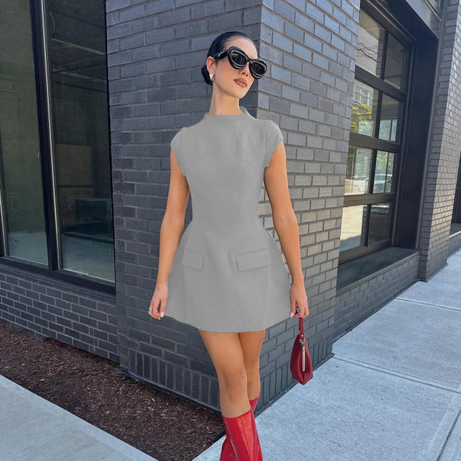 Women's Mini Slim Fit Waist Zip Up Dress Main Image