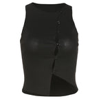 Fashionable Round Neck Single Breasted Knitted Cardigan Slim Vest Women