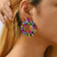 Crystal Wreath Stud Earrings For Women Sparkly Rhinestone Statement Floral Multicolor Jewelry Party Wedding Bridal Prom