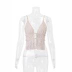 Strap Lace Stitching Halterneck Vest Women