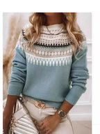 Sweater Women Round Neck Multicolor Loose