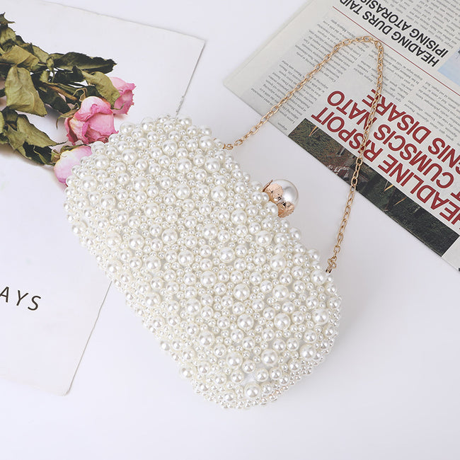 Women's Pearl Dinner Bag Soft Surface Lock Clutch Main Image