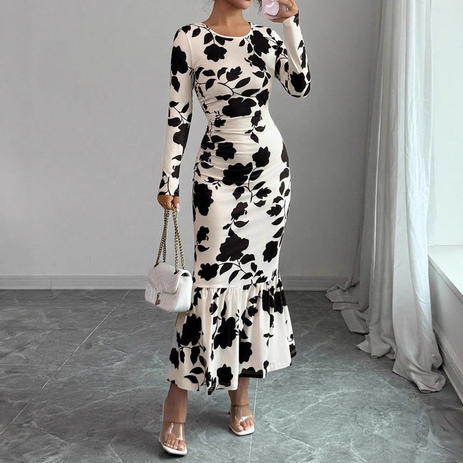 Elegant Long-sleeve Dress For Women Hover Image