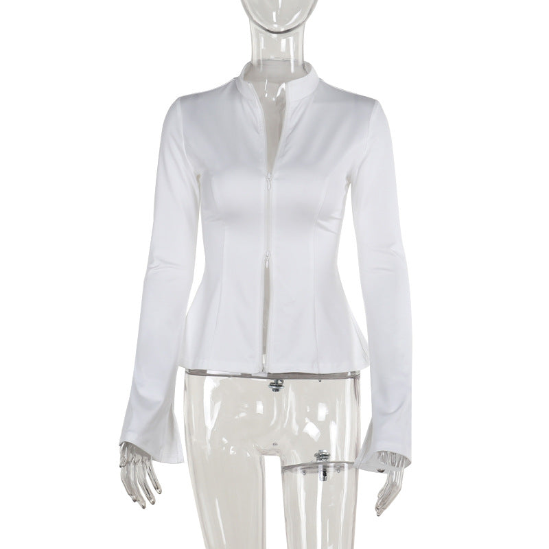 Casual Solid Color Versatile Long-sleeve Women's Top