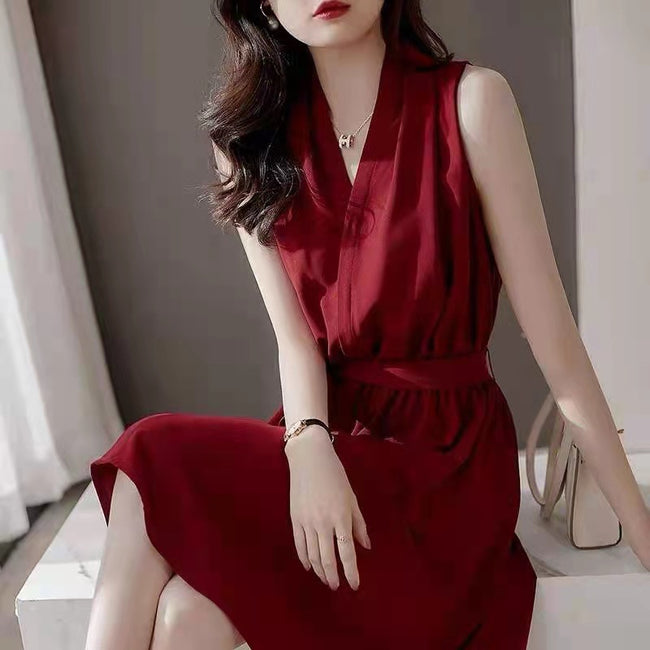 New French Halterneck Women's Chic Waist Dress Main Image