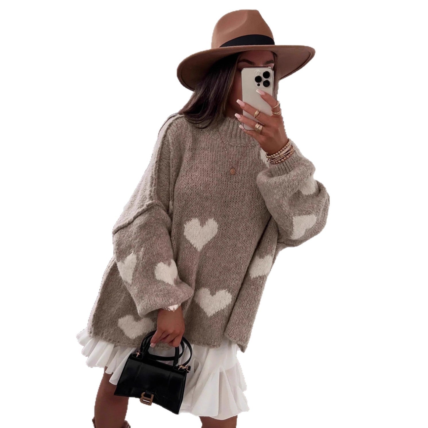 Color-blocked Loose Knit Sweater For Women