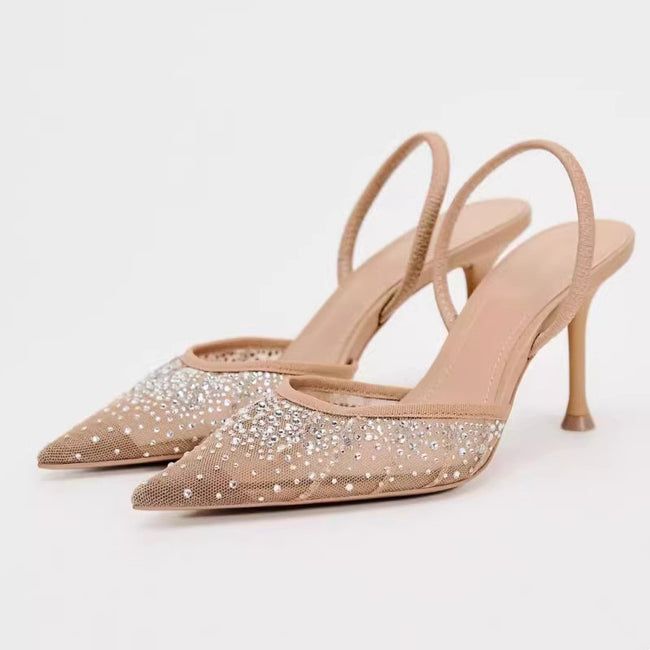 Women's Bright Mesh Fashion Classy High Heels Hover Image