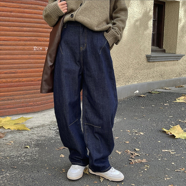 Casual Curved High Waist Wide Leg Jeans For Women Hover Image