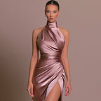 Satin One-shoulder Trailing Dress For Women