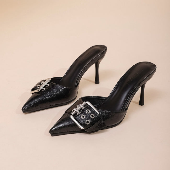 Women's Buckle Decoration Pointed Strap High Heels Hover Image