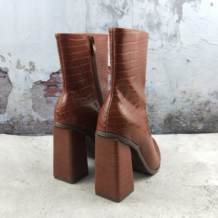 Casual Women's Short Boots With Thick Heels