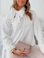Fashion Bowknot Long Sleeve Shirt For Women
