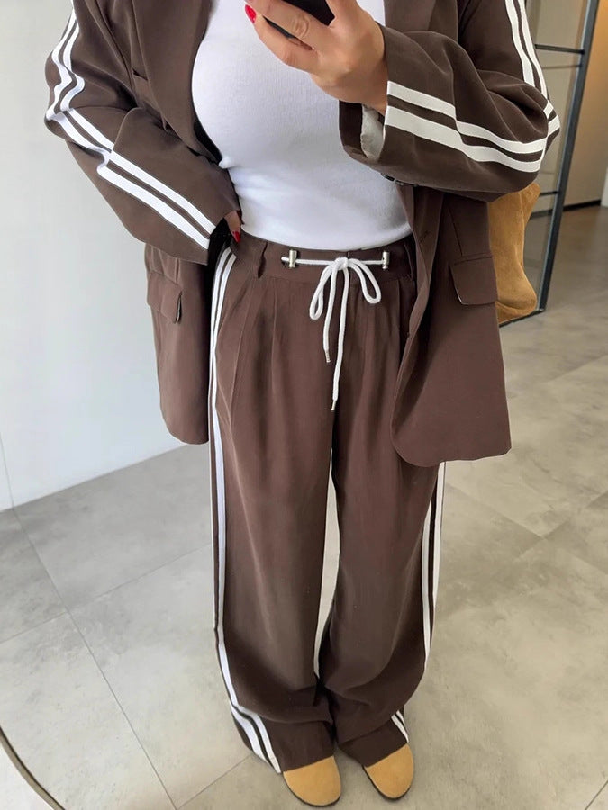 Womens Two-piece Suit Long-sleeve Jacket And Trousers Set