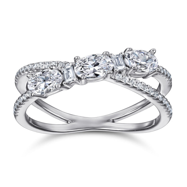 Rings 925 Silver Rotary Cross Denier Zircon Ring Women''s Wedding Engagement Ring Hover Image