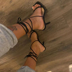 Fashion Square Head Strap Stiletto Heels